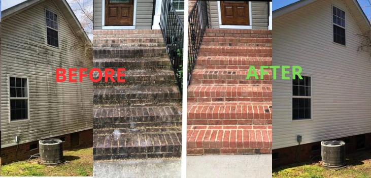 HydroBlast Power Nozzle property exterior and stairs before and after
